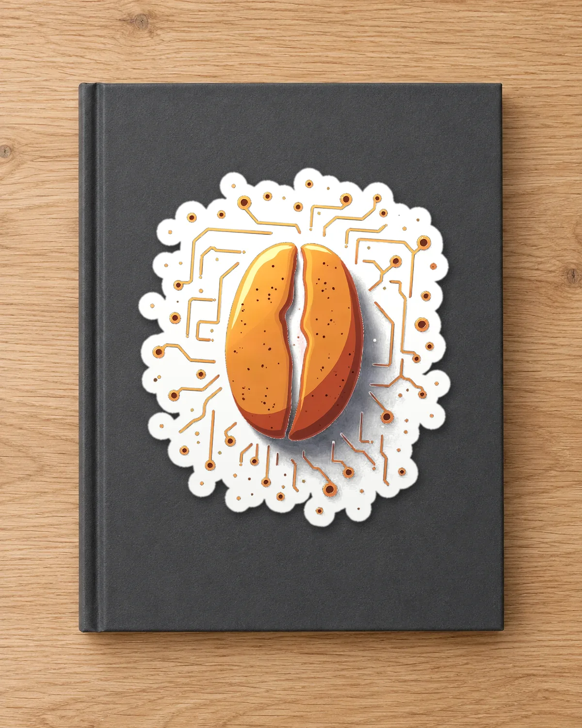 Circuit Bean tee on a die-cut sticker