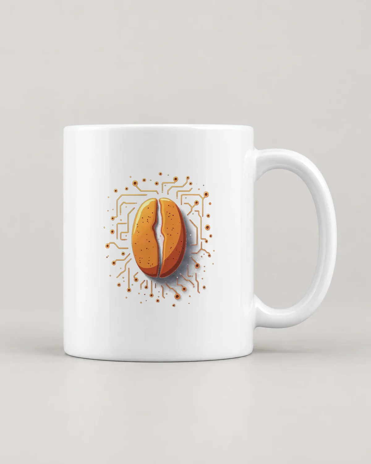 Circuit Bean tee on a ceramic mug