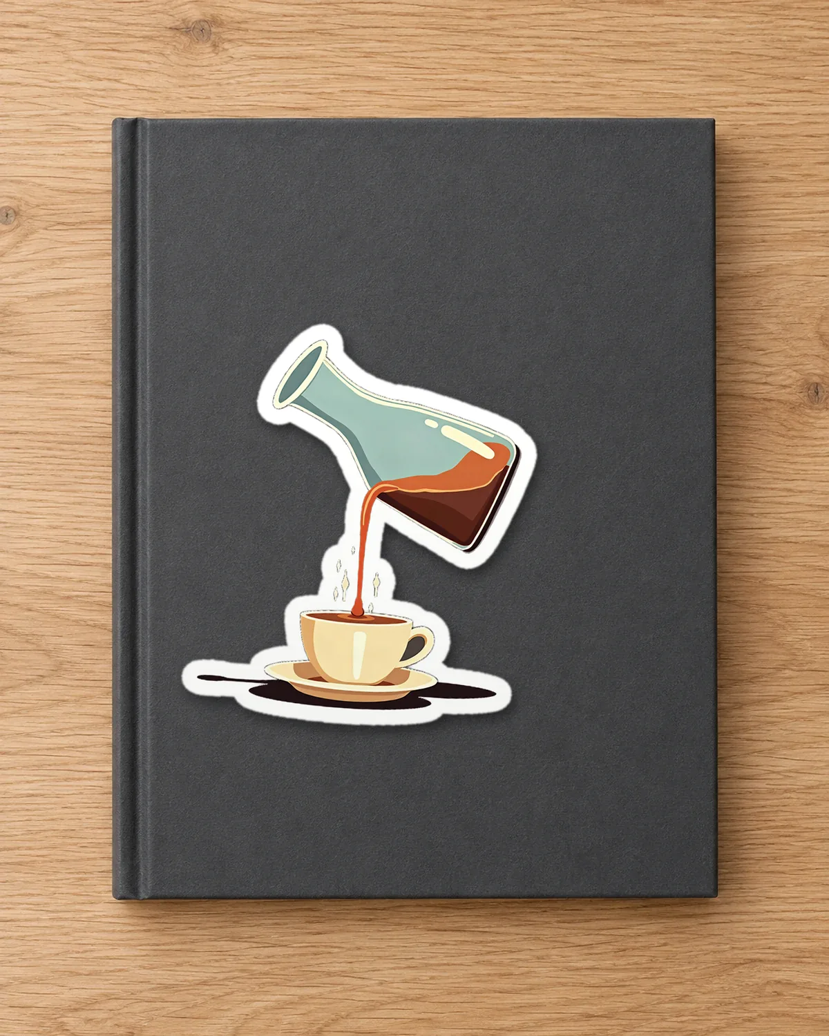 Flask Pour tee on a die-cut sticker